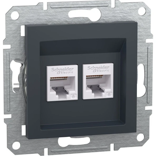 Schneider Asfora Antrasit İkili RJ45 Cat6 Priz