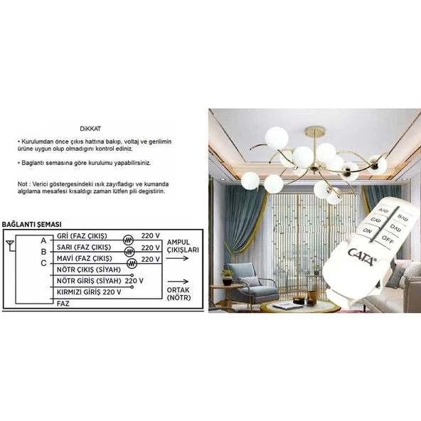 Cata 6lı Aydınlatma Kumandası 6X1000W - 2