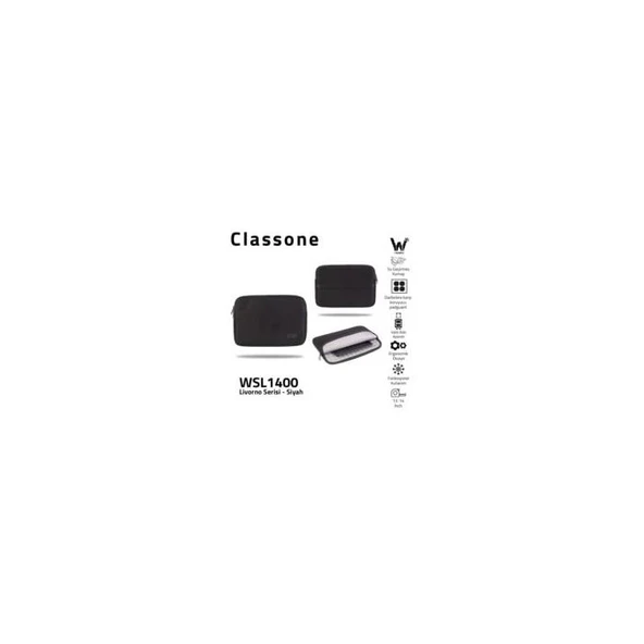 Classone Wsl1400 13-14 İnch Uyumlu Macbook Tablet Taşıma Çantası -Siyah - Resim 2