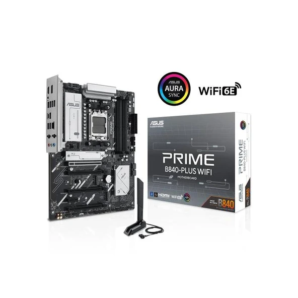 ASUS PRIME B840-PLUS WI-FI 4xDDR5 3x M.2 HDMI DP Type-C WI-FI 6E Bluetooth 5.3 AM5 Soket GAMING Anakart ürün görseli 1