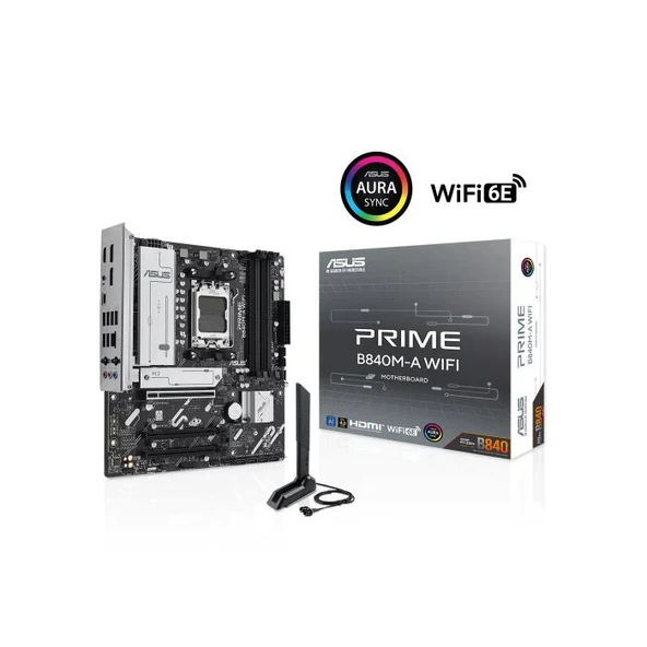 ASUS PRIME B840M-A WIFI 4xDDR5 3x M.2 HDMI 2x DP Type-C WI-FI 6E Bluetooth 5.3 AM5 Soket GAMING Anakart ürün görseli 1