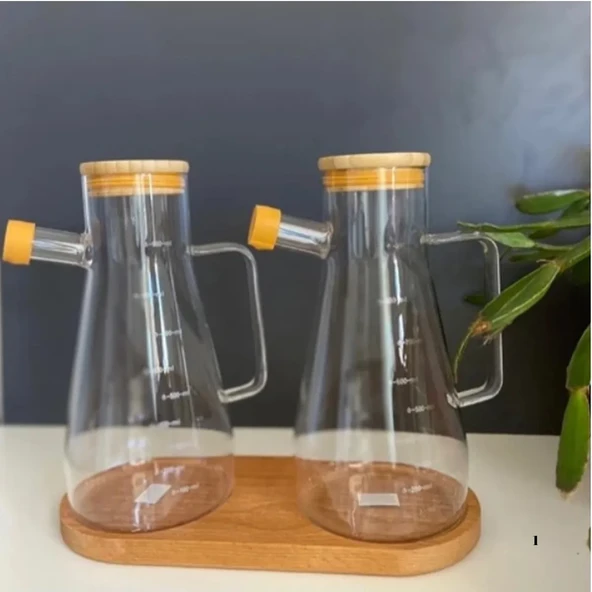 Mucit Home   Bambu Yağdanlık Standı Doğal Ahşap 2 Bölmeli Yağdanlık Altı - Resim 2