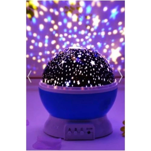 Mucit Home  Dönen Ay Yıldız Ve Gezegenler Yansıtmalı Projeksiyon Gece Lambası Star Master mavi