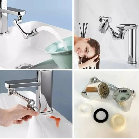 Mucit Home  Krom Tasarruflu 4 Modlu Şelale Ayarlanabilir Musluk Başlığı Eviye Batarya - 2