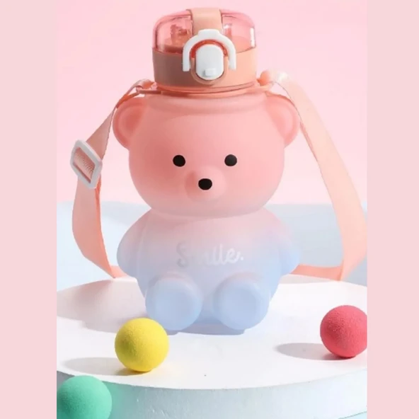 Mucit Home Smile Ayıcık Model Su Matarası Su Şişesi Suluk 800 0ml Bpa Içermez Suluk Çocuk Okul Su Şişesi