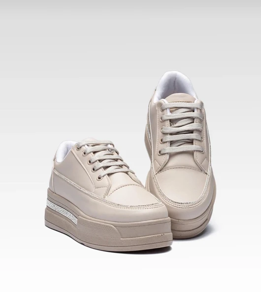 Kadın Spor Ayakkabı Bej Renk - Resim 6