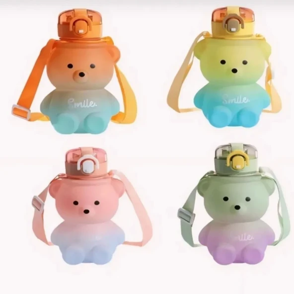 Mucit Home Smile Ayıcık Model Su Matarası Su Şişesi Suluk 800 0ml Bpa Içermez Suluk Çocuk Okul Su Şişesi - 2