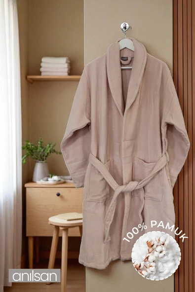 %100 Pamuk Pudra Bornoz - Şalyaka Otel Bornozu, Spa Için Ideal, Günlük Kullanıma Uygun