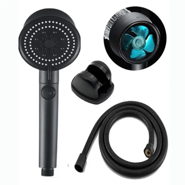Mucit Home  Turbo 5 Fonksiyonlu Pervaneli Mafsallı Duş Seti - Ayarlanabilir Duş Başlığı