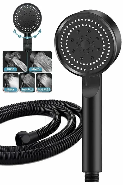 Mucit Home   5 Fonksiyonlu Duş Başlığı Duş Hortumu Duş Seti - 1