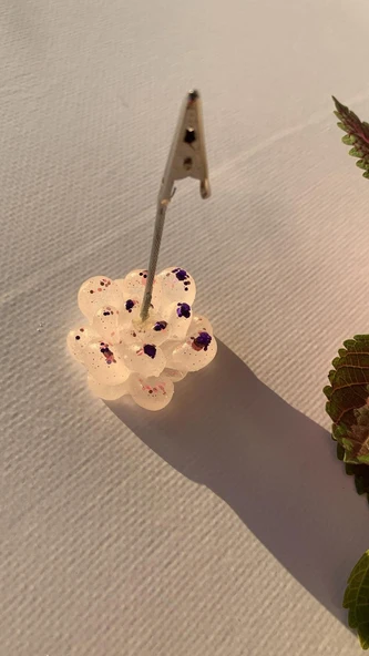 Şeffaf Epoksi içinde Mor Ve Pembe Glitterli Sukulent Şekil Kağıt Tutacağı Epoksi El Yapımı - 3