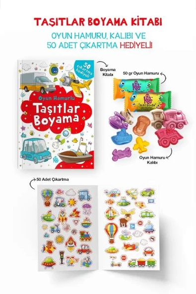 Taşıtlar Boyama Kitabı - Oyun Hamurlu - 3 Yaş + ürün görseli