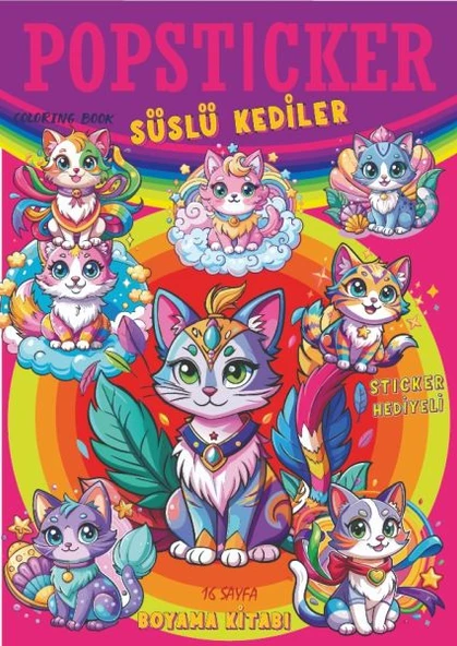 Süslü Köpekler Boyama Kitabı Popsticker ürün görseli
