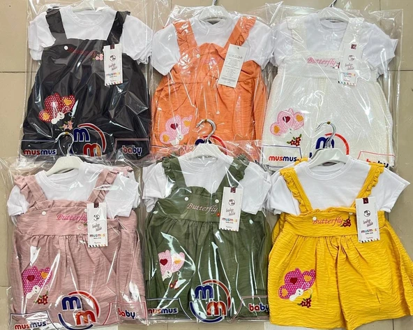 KIZ BEBEK BÜRÜMCÜK Elbise Takım 9.12.18.24   aylık toptan 4'lü seri. - 3