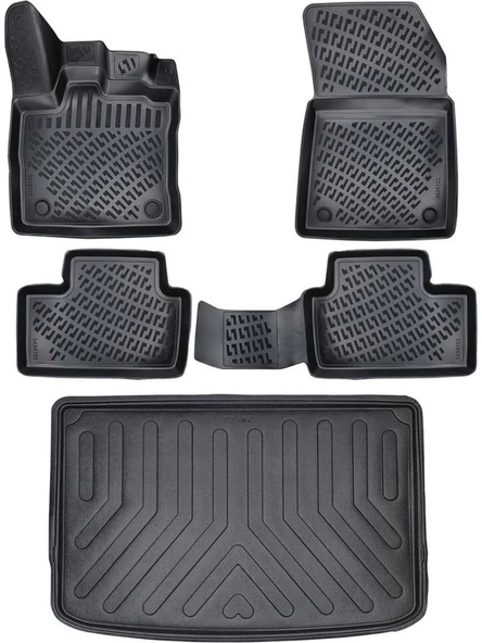 Rizline Renault Captur 2019 Sonrası 3D Paspas ve Üst Bagaj Havuzu Seti