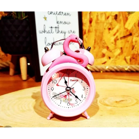 Flamingo Tasarımlı Alarmlı Işıklı Masa Saati - 2