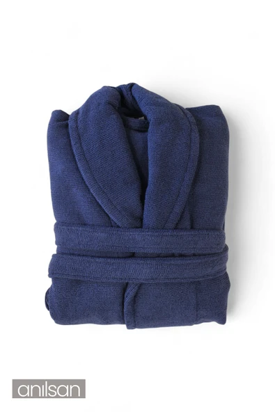 %100 Pamuk Lacivert bornoz - Şalyaka Otel Bornozu, Spa Için Ideal, Günlük Kullanıma Uygun - 2