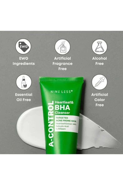 NİNE LESS A-Control Heartleaf & BHA Cleanser 120ml - 3