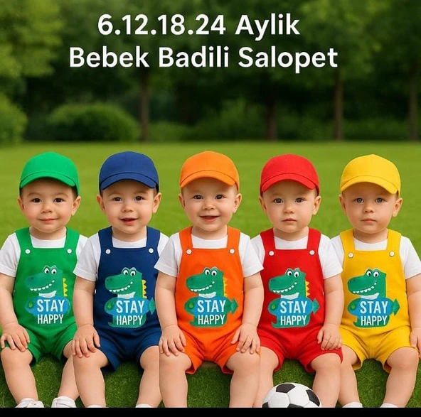 BEBEK BADY'Lİ SALOPET Takım 6-12-18-24 aylık toptan 4'lü seri. ŞAPKA DAHİL DEĞİLDİR - Resim 3