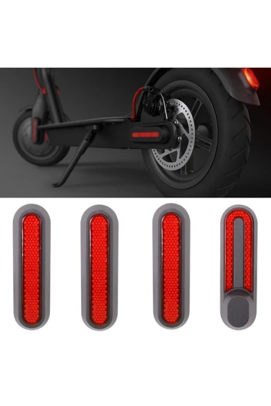4'lü Jant Ön/arka Kırmızı Teker Koruma Kapağı & Reflektörü- Hub - Xiaomi 1s, M365, Pro, Pro2 - 3