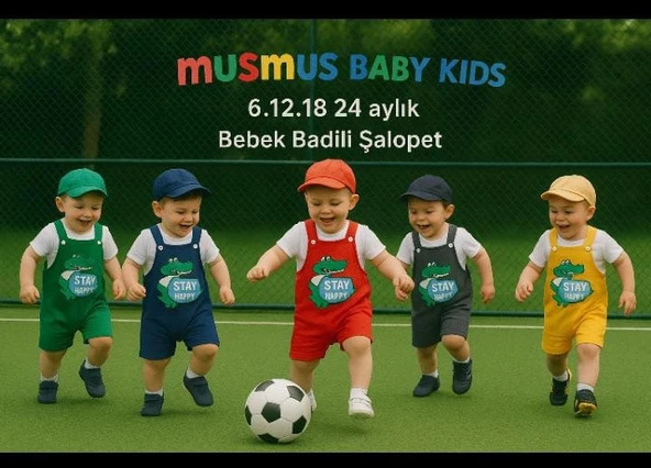 BEBEK BADY'Lİ SALOPET Takım 6-12-18-24 aylık toptan 4'lü seri. ŞAPKA DAHİL DEĞİLDİR - Resim 2