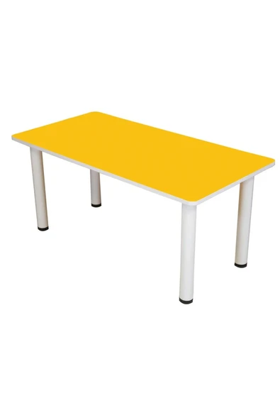 Metal Ayaklı Sarı Ahşap Dikdörtgen Masa
