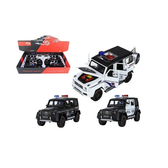 Nessiworld XHD-B2433 -Vardem  Çek Bırak Işıklı ve Sesli G Polis Metal Jeep 1:24 - 4