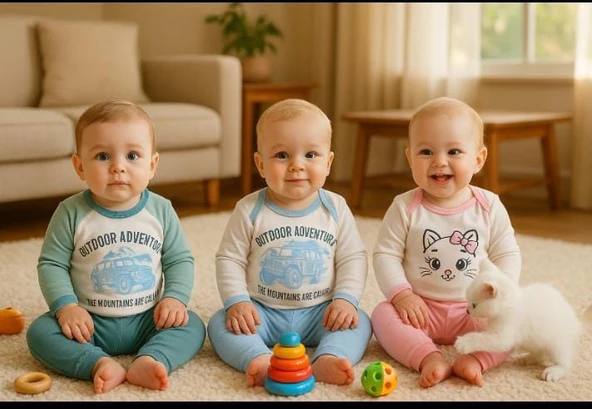 BEBEK ZIBIN TAKIM 6, 9,12,18. aylık bebek Alt üst takım Toptan 4'ü seri - Resim 2