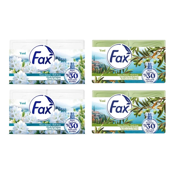 Fax Kalıp Banyo Sabunu 600 gr Klasik ve Zeytinyağlı 4 lü Karma Paket