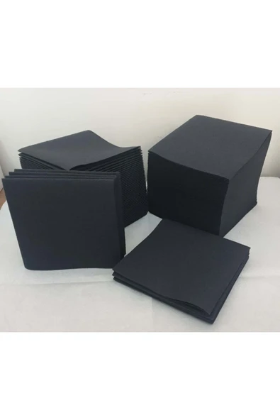 Siyah Kumaş Dokulu Kare Peçete 20 20 50Li Paket