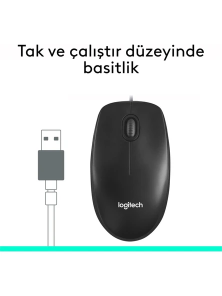 Logitech M90 USB Optik Kablolu Mouse - Siyah - 3