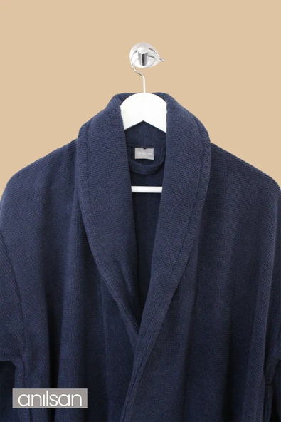 %100 Pamuk Lacivert bornoz - Şalyaka Otel Bornozu, Spa Için Ideal, Günlük Kullanıma Uygun - 4