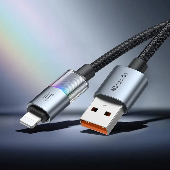 Mcdodo CA-8170 Usb iPhone 3A 7 Renkli LED Işıklı Şarj Data Kablosu - 2