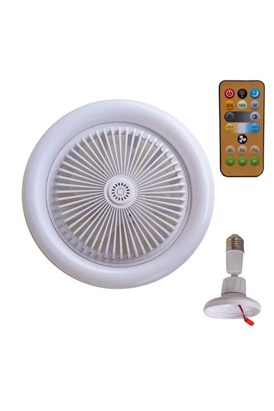 Yok Pervaneli ve Fanlı Kumandalı Led Lamba 3 Farklı Renkli Tekli E27 20 Watt Beyaz Işık Led Ampul C - 2