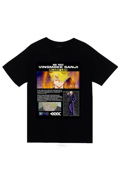 fame-stoned One Piece Anime Baskılı Unisex %100 Pamuk Siyah T-shirt ürün görseli 1