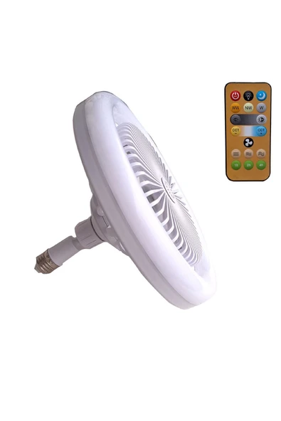 Yok Pervaneli ve Fanlı Kumandalı Led Lamba 3 Farklı Renkli Tekli E27 20 Watt Beyaz Işık Led Ampul C