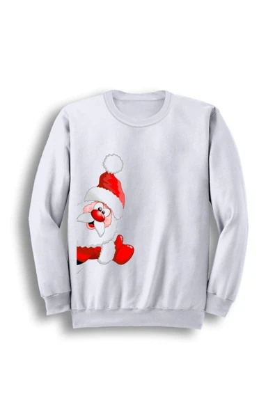 fame-stoned Unisex Beyaz Yeni Yıl Baskılı Bisiklet Yaka Sweatshirt ürün görseli 1