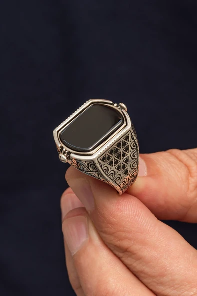 Hz. Süleyman Mührü Çift Taraflı 925 Erkek Gümüş Yüzük - Resim 6