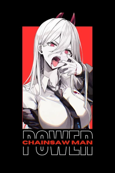 fame-stoned Chainsaw Man Anime Baskılı Unisex %100 Pamuk Siyah T-shirt - Resim 2