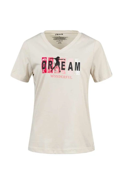 2AS ALONE BASKILI V YAKA KADIN T-SHİRT 404 - 12