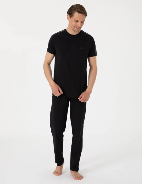 Pierre Cardin Erkek Bisiklet Yaka Penye Kısa Kol Pijama Takım - 11