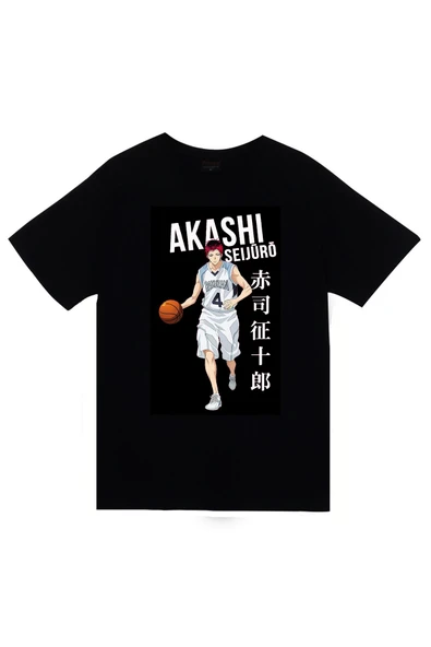 fame-stoned Kuroko's Basketball Anime Baskılı Unisex %100 Pamuk Siyah T-shirt ürün görseli 1