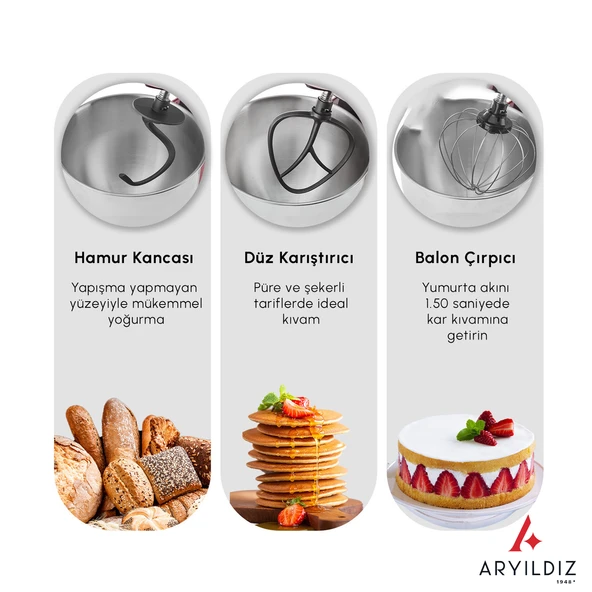 Aryıldız Power Chef XXL 10 Litre Stand Mikser - 3