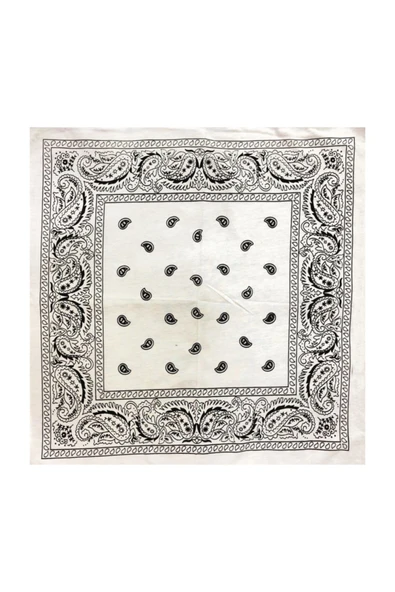 fame-stoned Beyaz Damla Desen Penye Bandana