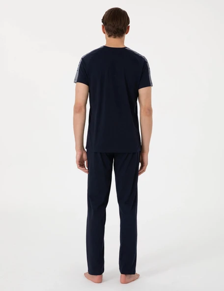 Pierre Cardin Erkek Bisiklet Yaka Penye Kısa Kol Pijama Takım - Resim 10