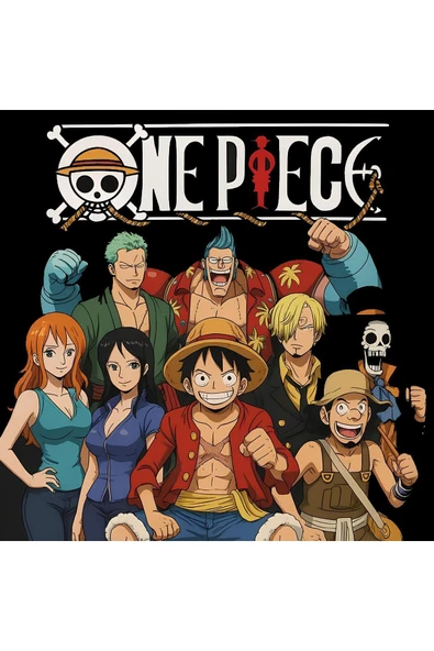 fame-stoned One Piece Anime Baskılı Unisex %100 Pamuk Siyah T-shirt - 2