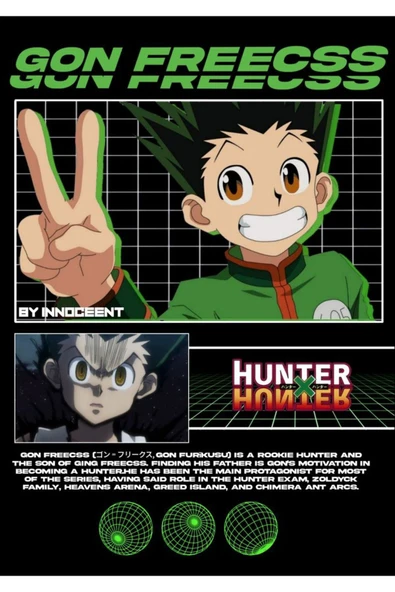 fame-stoned Hunter x Hunter Anime Baskılı Unisex %100 Pamuk Siyah T-shirt - Resim 2