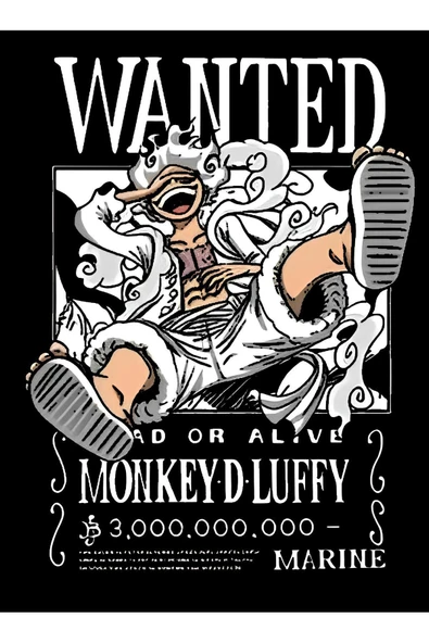 fame-stoned One Piece Anime Baskılı Unisex %100 Pamuk Siyah T-shirt - Resim 2