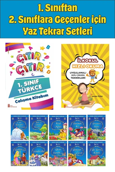 1.Sınıftan 2.Sınıfa Geçenler İçin  Hızlı Okuma ile Çıtır Türkçe Çalışma Kitabım+10 lu Hikaye Seti ürün görseli 1