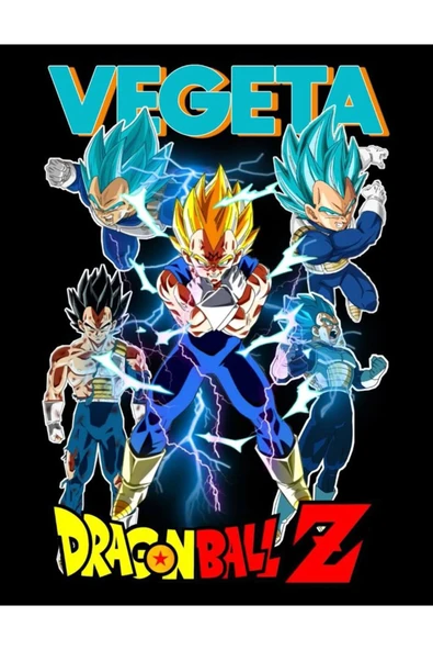 fame-stoned Dragon Ball Z Anime Baskılı Unisex %100 Pamuk Siyah T-shirt - Resim 2
